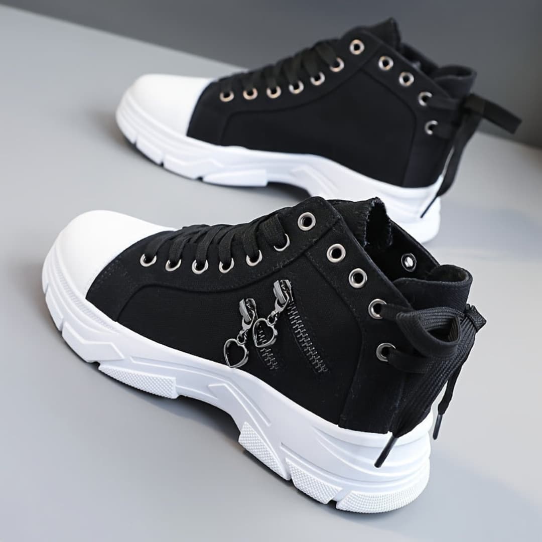 Dam Canvas High-Top Sneakers med Tykk Sula
