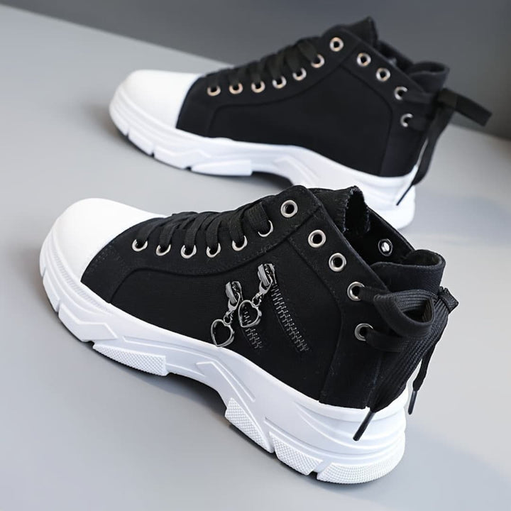 Dam Canvas High-Top Sneakers med Tykk Sula