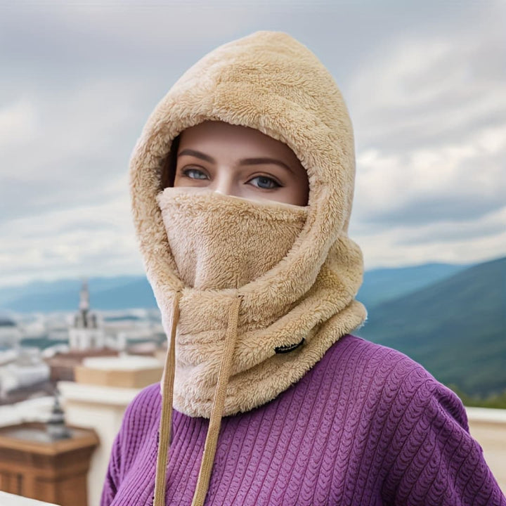 Vinter Fleece-Fôret Huva Halsduk för Kvinnor Vindbeskyttende Örebeskyttelse