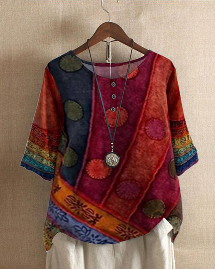 Olivia™ Relax Topp med vintage boho-tryck