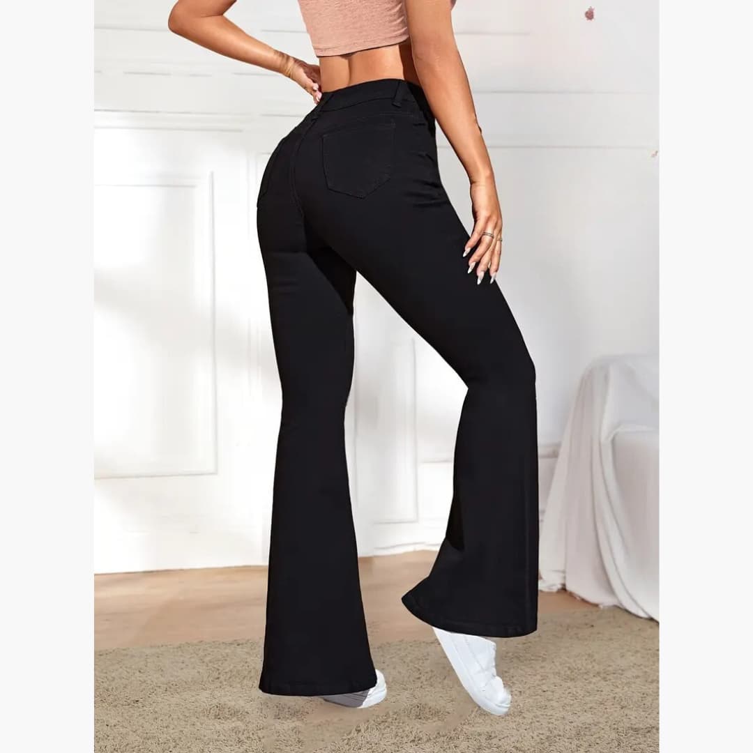 Greta - Varm fleecefôret Flare-jeans till dam