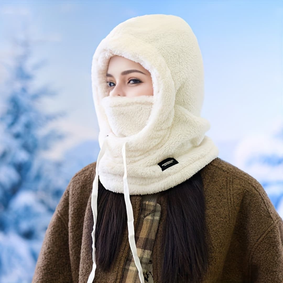 Vinter Fleece-Fôret Huva Halsduk för Kvinnor Vindbeskyttende Örebeskyttelse