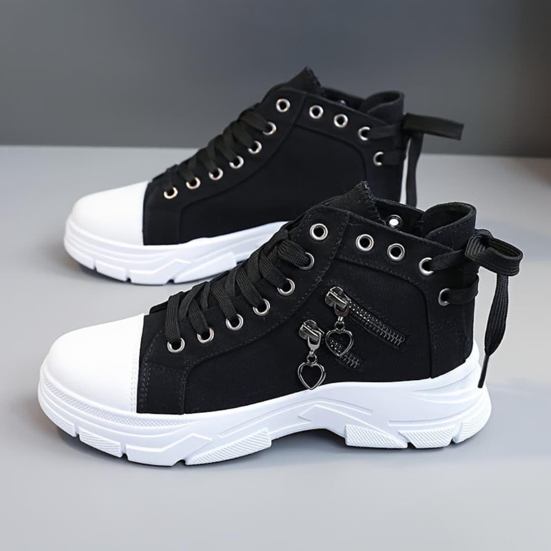 Dam Canvas High-Top Sneakers med Tykk Sula