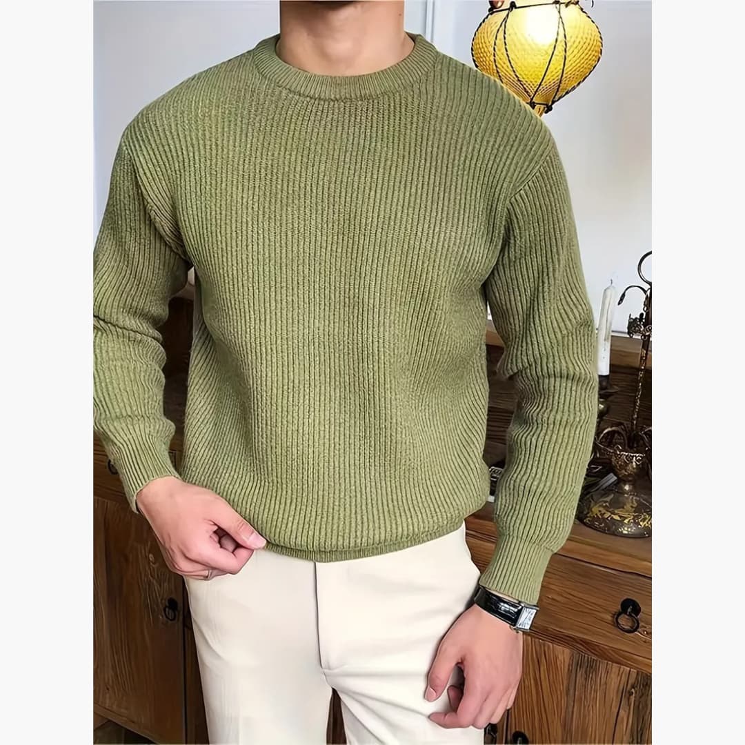 Casual Crew Neck Stickad tröja för män