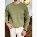 Casual Crew Neck Stickad tröja för män