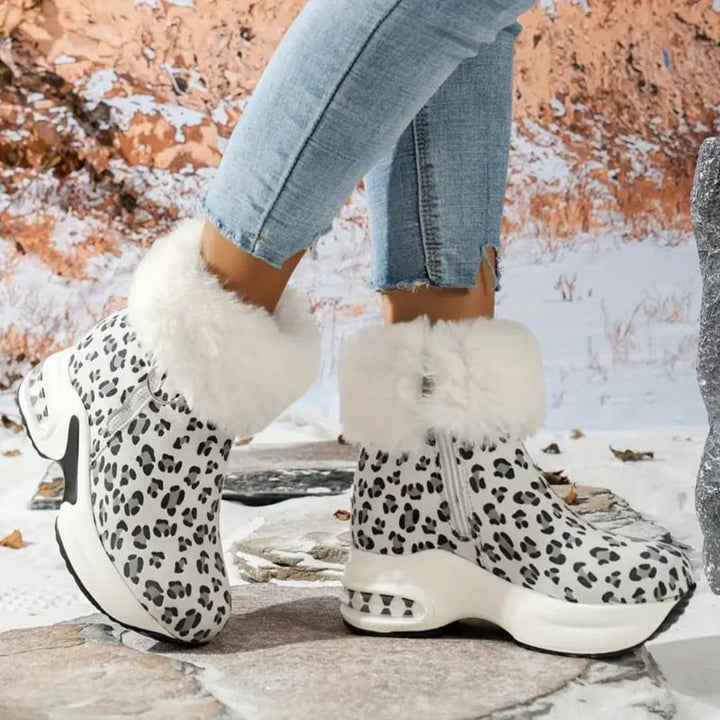 Angela - Eleganta leopardmönstrede snöstövler till dam