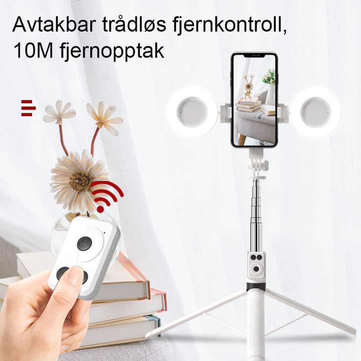 6 i 1 Selfie Stick med Fylllys - Lätt och Stabilisert