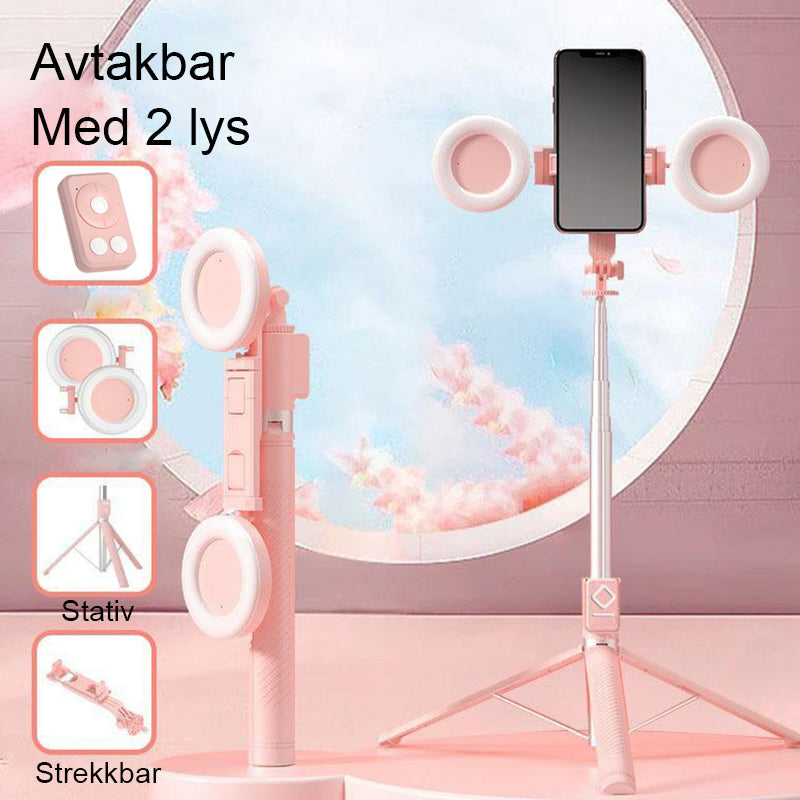 6 i 1 Selfie Stick med Fylllys - Lätt och Stabilisert