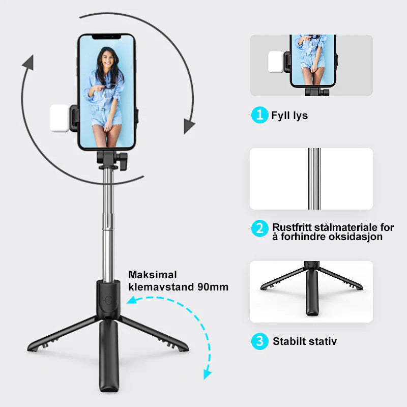 6 i 1 Trådlös Bluetooth Selfiestang - Stabile och Kreativa Bilde