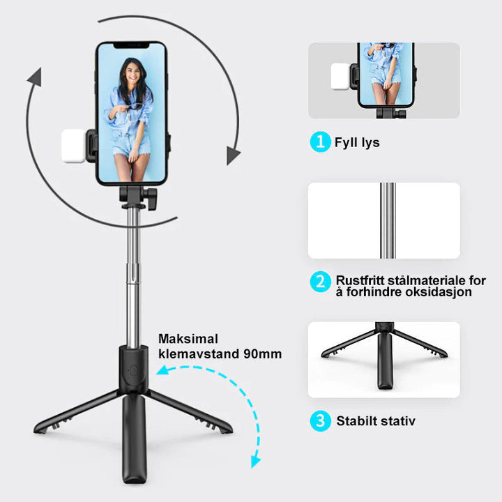 6 i 1 Trådlös Bluetooth Selfiestang - Stabile och Kreativa Bilde