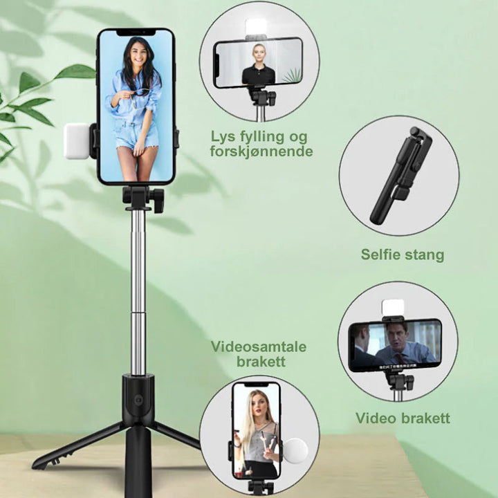 6 i 1 Trådlös Bluetooth Selfiestang - Stabile och Kreativa Bilde