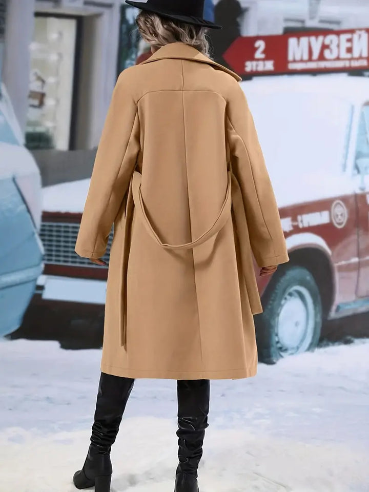 Elegant Dobbelkneppet Midi-Vinterjacka