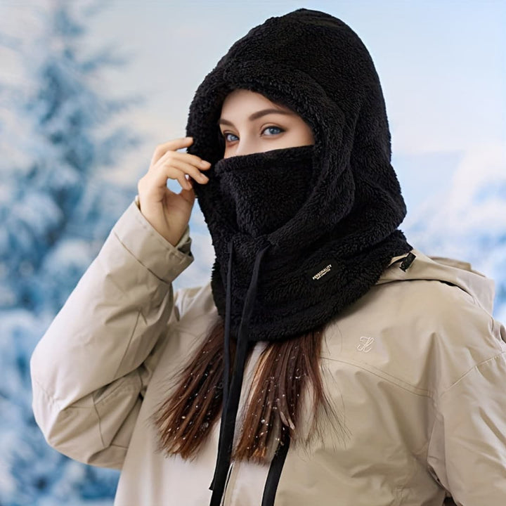 Vinter Fleece-Fôret Huva Halsduk för Kvinnor Vindbeskyttende Örebeskyttelse