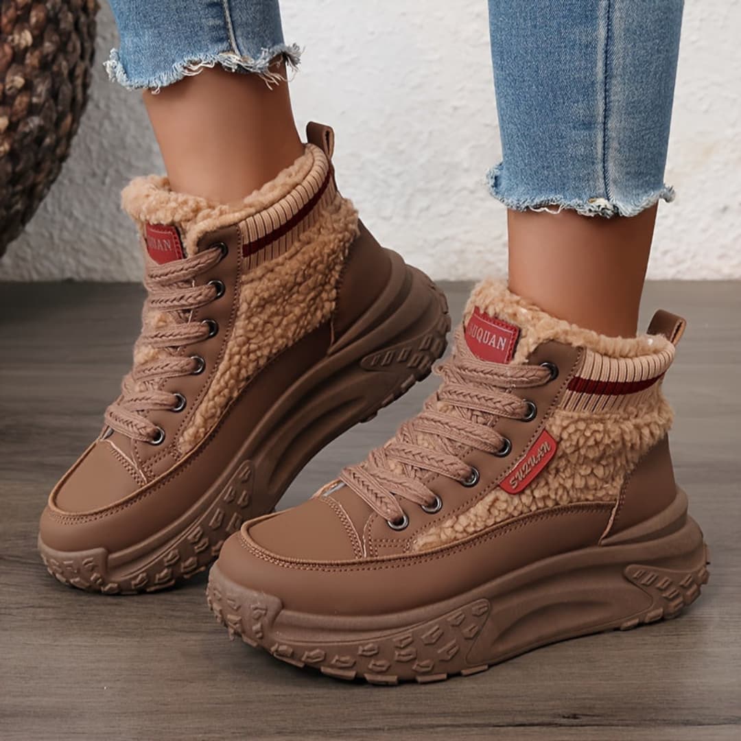 Damens Vinterstövlar med Tykk Sål Värme Höga Sneakers