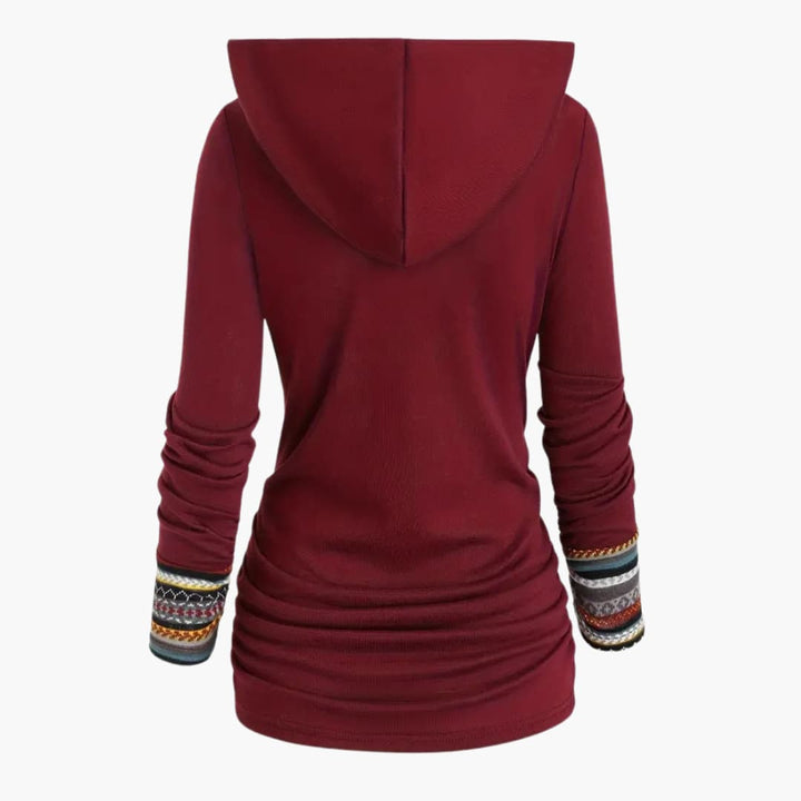 Gemma - Snygg huvtröja med etnisk tryck för kvinnor