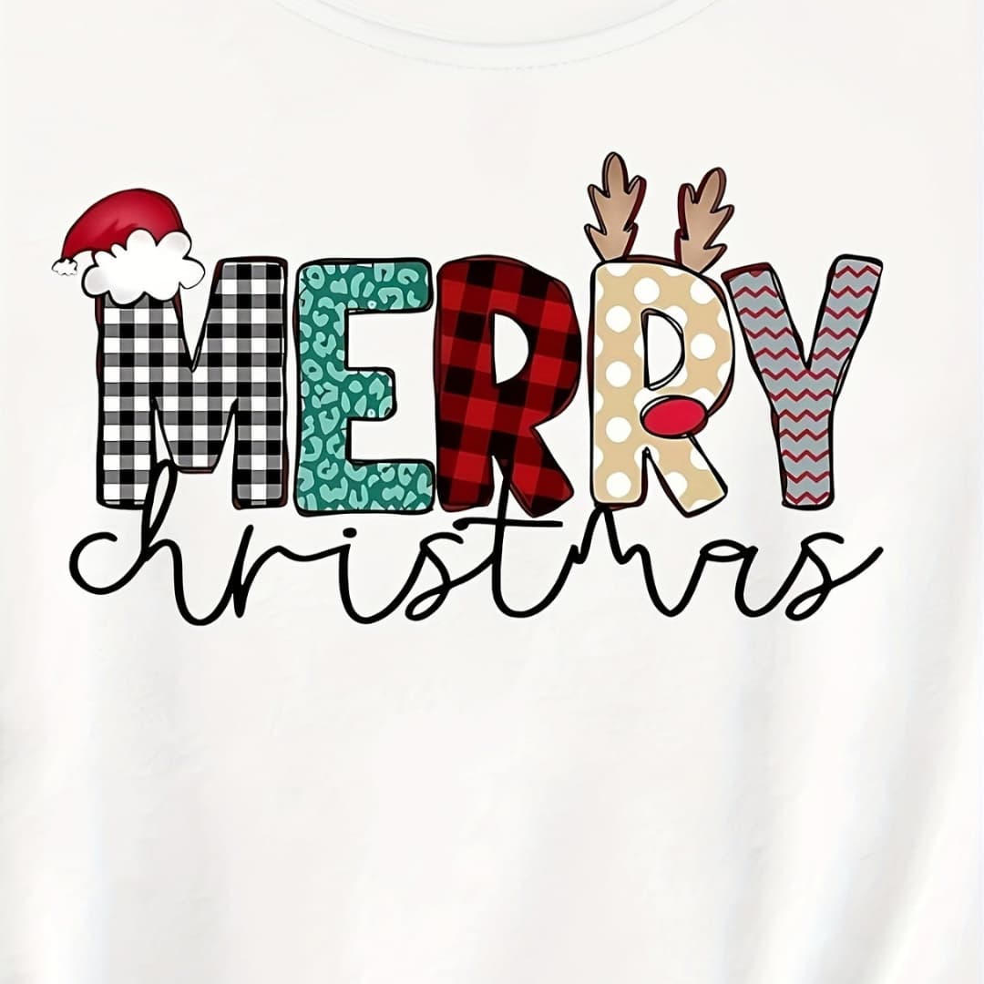 Kvinna Vintage-inspirert Jul Juleprint Långärmad T-skjorta