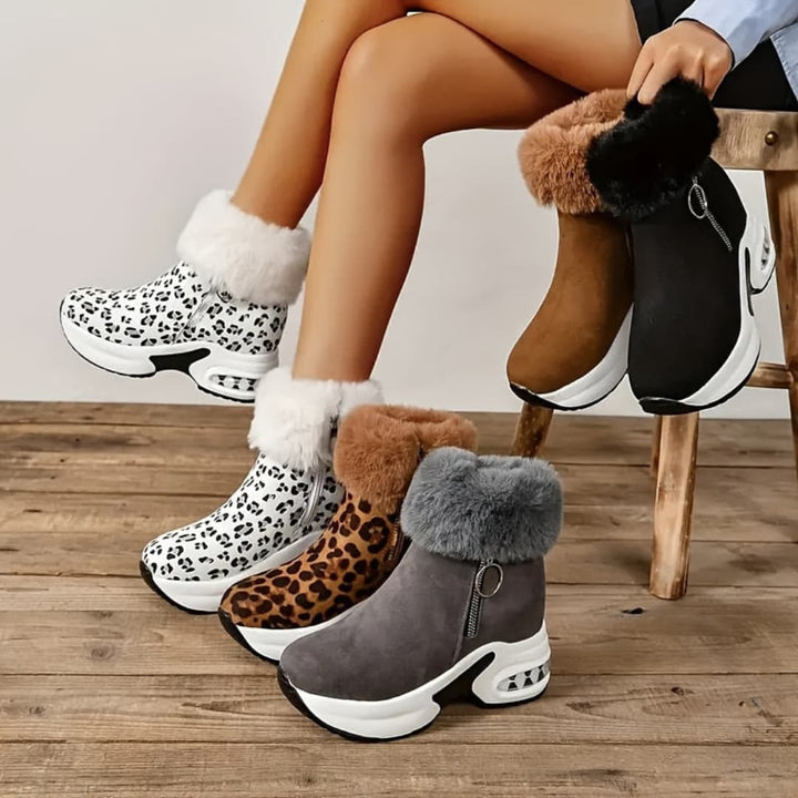 Angela - Eleganta leopardmönstrede snöstövler till dam