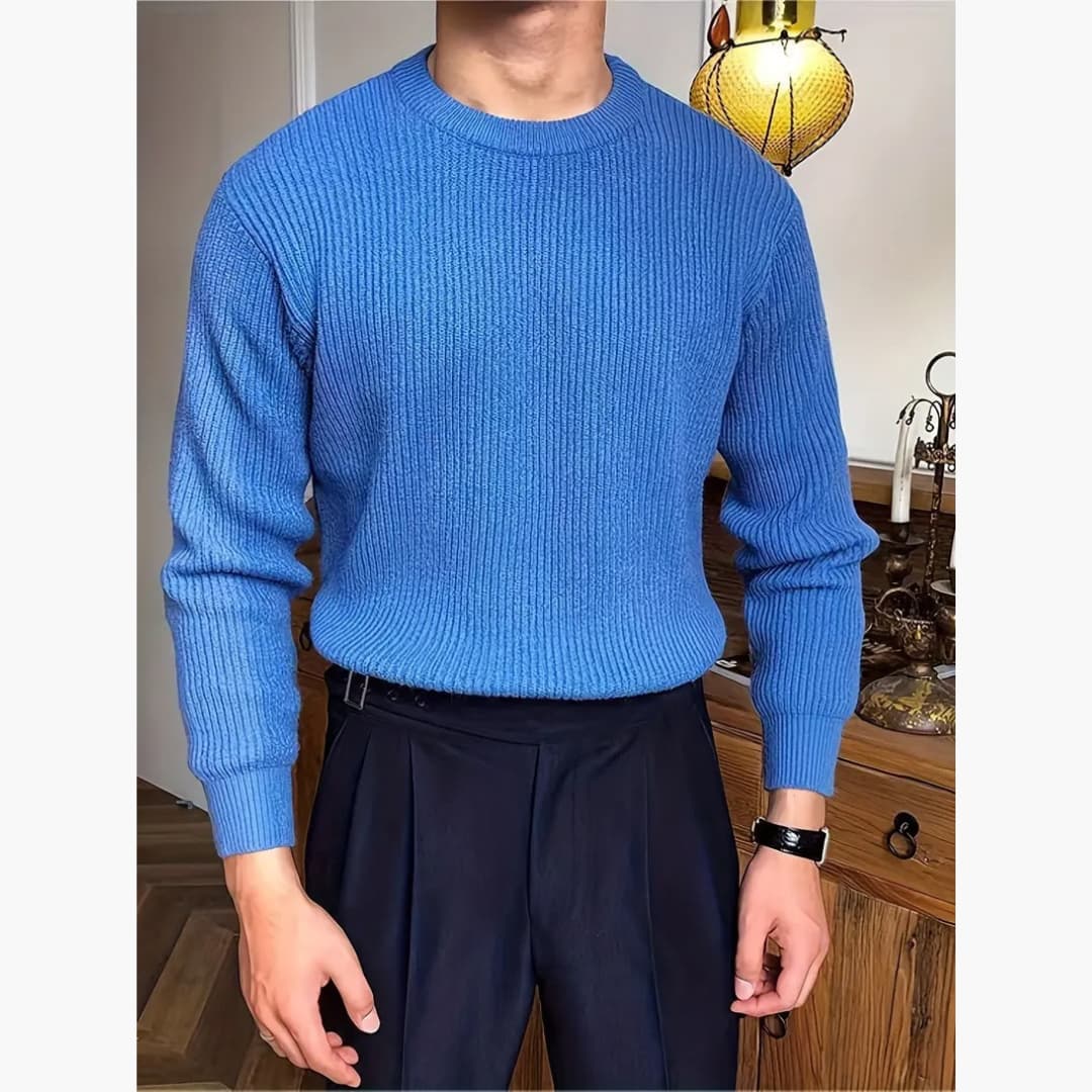 Casual Crew Neck Stickad tröja för män
