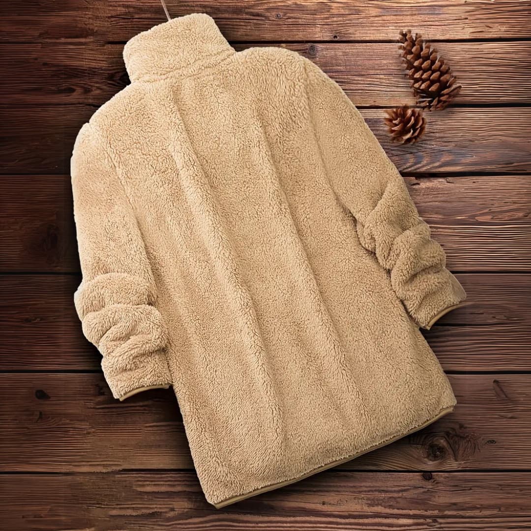 Kvinnens Teddy Zip-Up Tröja Avslappnad Långärmad Vinterjacka