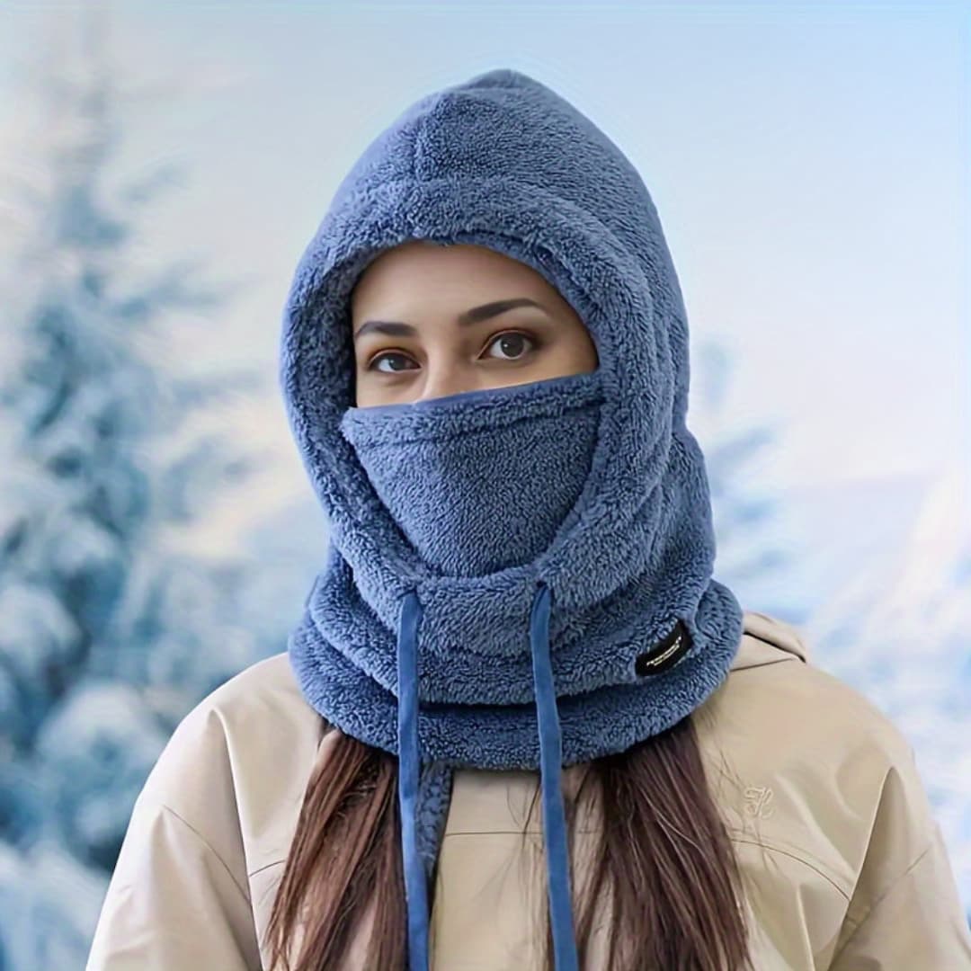 Vinter Fleece-Fôret Huva Halsduk för Kvinnor Vindbeskyttende Örebeskyttelse