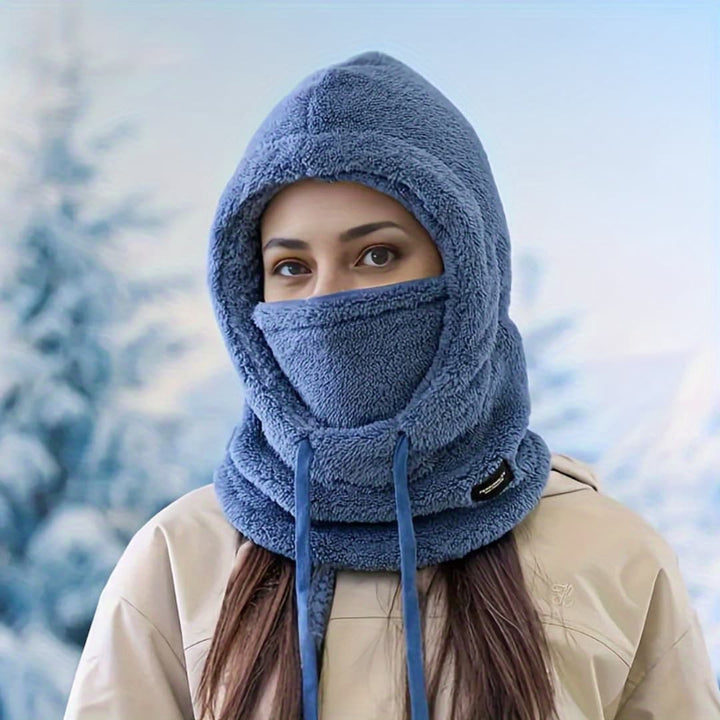 Vinter Fleece-Fôret Huva Halsduk för Kvinnor Vindbeskyttende Örebeskyttelse