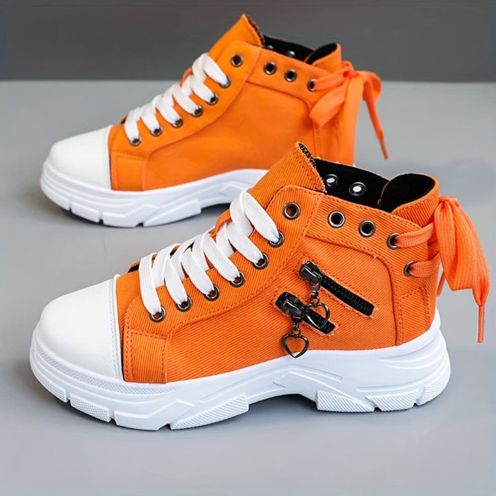 Dam Canvas High-Top Sneakers med Tykk Sula