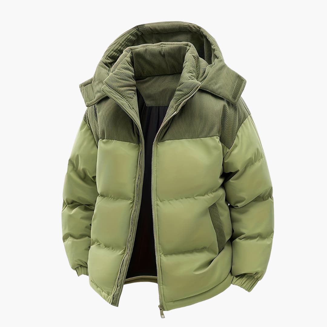 Herr Casual Huvjacka med Puffer och Färgblokkdesign