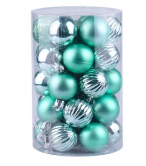 Julgranskulor i plast, set om 34 med många färger