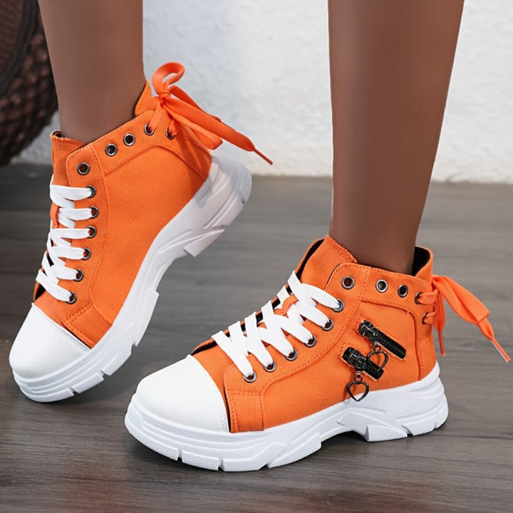 Dam Canvas High-Top Sneakers med Tykk Sula