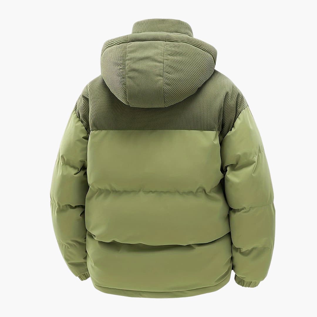 Herr Casual Huvjacka med Puffer och Färgblokkdesign