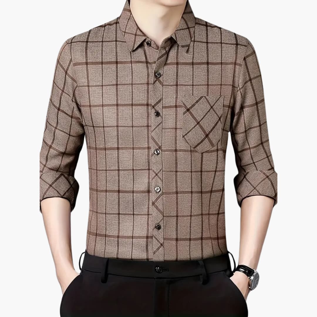 David - Trendig rutig skjorta med revers för män