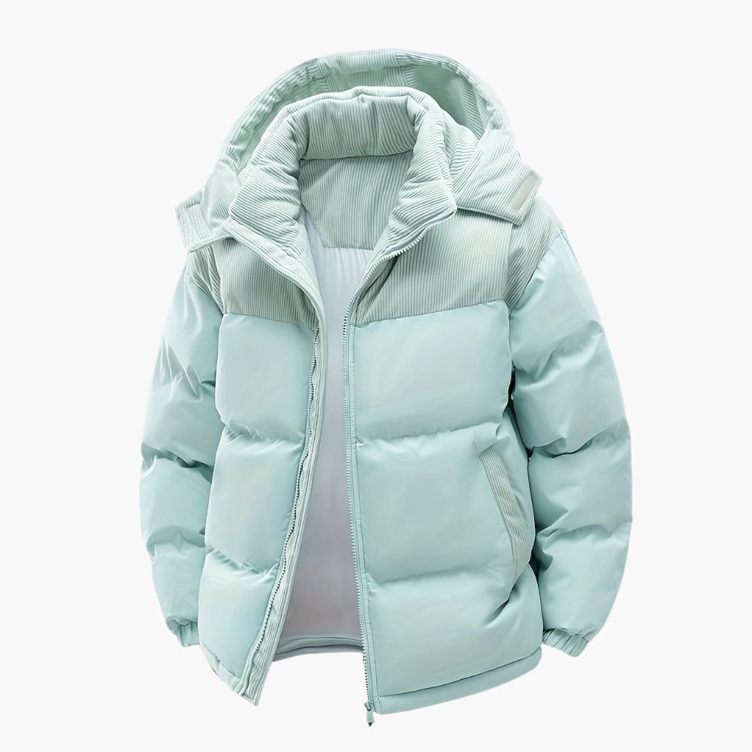 Herr Casual Huvjacka med Puffer och Färgblokkdesign