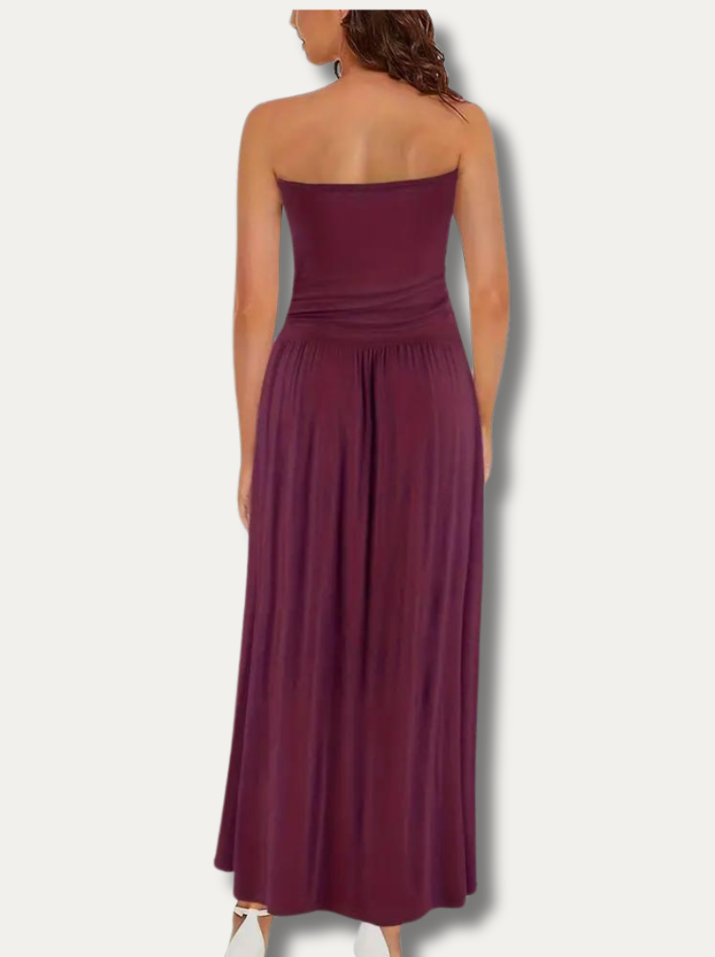 SOLVEIG - Elegant stroppelös klänning
