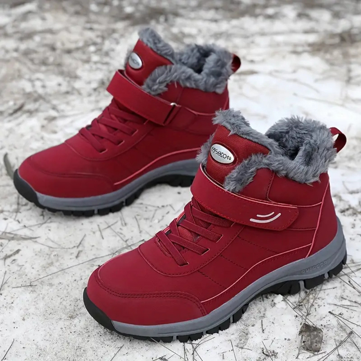 Kvinnor sneakers med plysjfôr och halksäker sula