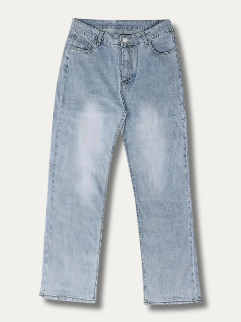 FREYA - Lettvasket rätta jeans med hög midja