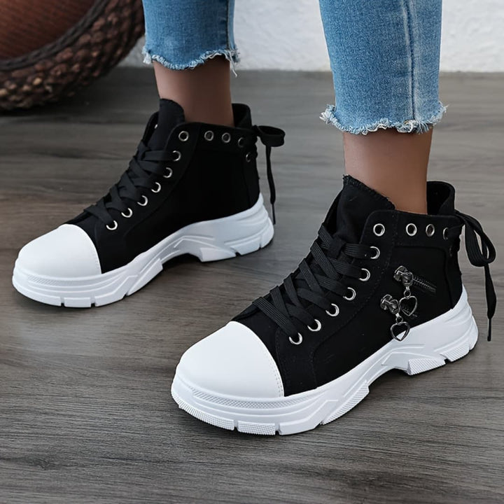 Dam Canvas High-Top Sneakers med Tykk Sula