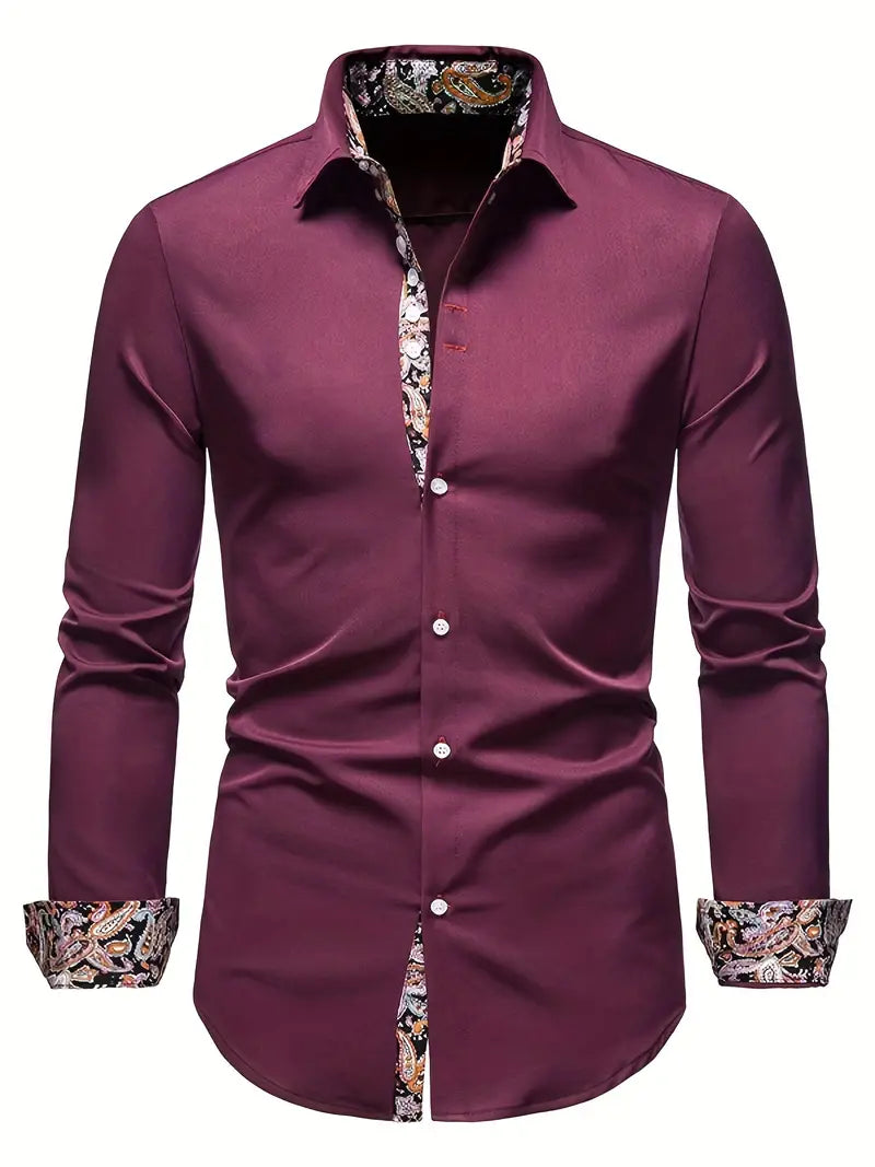 VittorioVerve - Paisley Print Langarmet Skjorta för Herrer