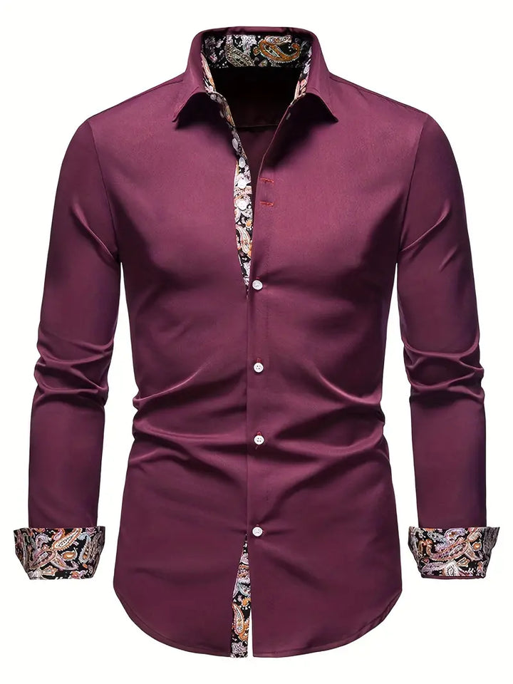 VittorioVerve - Paisley Print Langarmet Skjorta för Herrer