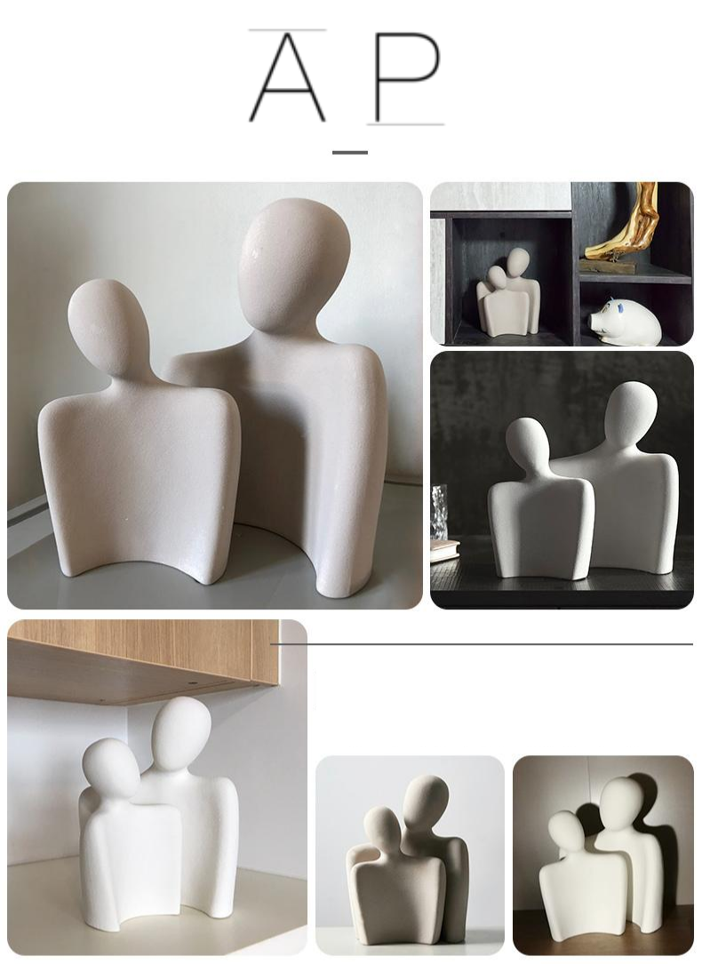 Abstrakt Kjärlighetsstatue – Elegant Modern Hemmedekorasjon