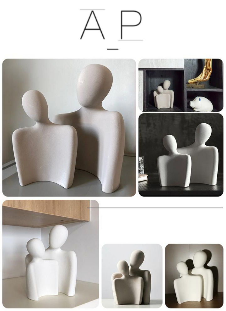 Abstrakt Kjärlighetsstatue – Elegant Modern Hemmedekorasjon