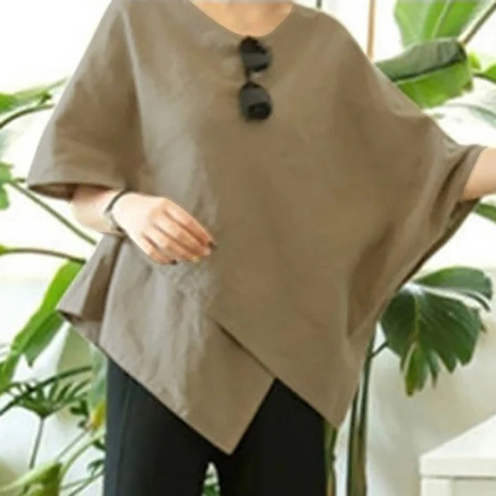 Asymmetrisk Halvermet Blus för Kvinnor