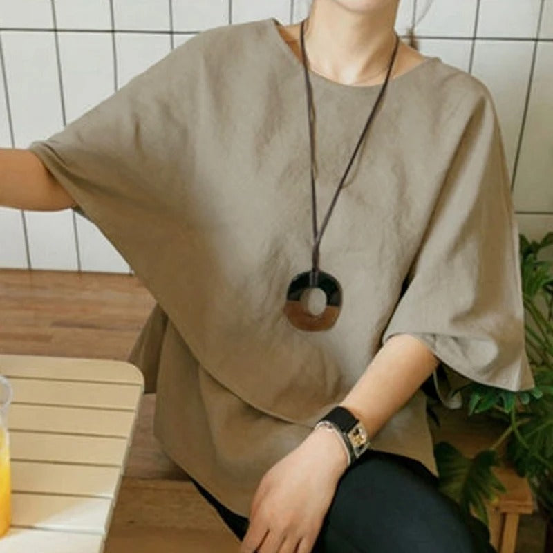 Asymmetrisk Halvermet Blus för Kvinnor