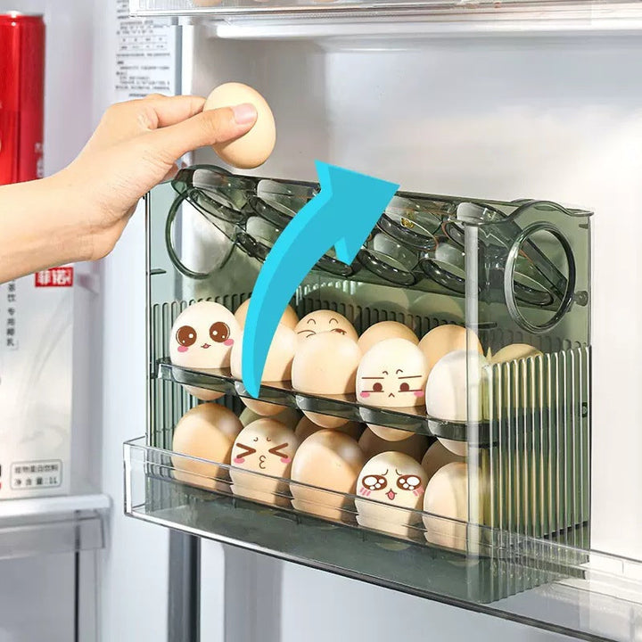 Automatisk Flip Egg Boks - Kjöleskap Organisering för 30 Egg