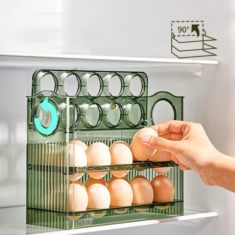 Automatisk Flip Egg Boks - Kjöleskap Organisering för 30 Egg