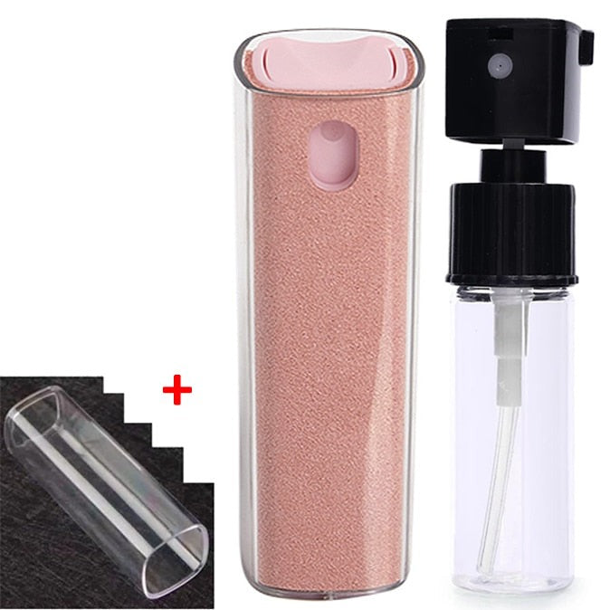 Bärbar 2-i-1 Skjermrenser med Spray &amp; Mikrofiberklut