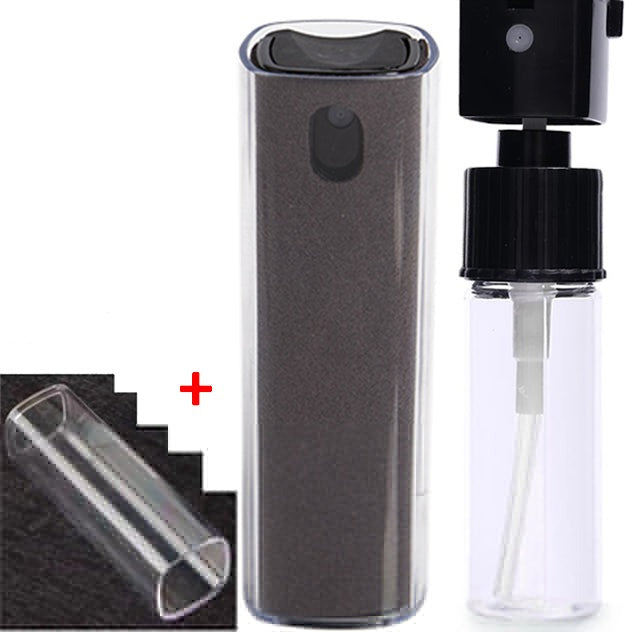 Bärbar 2-i-1 Skjermrenser med Spray &amp; Mikrofiberklut