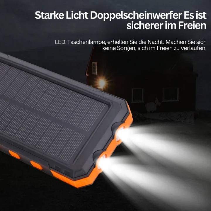 Bärbar Kraftbank med Solcellepanel och Lommelykt