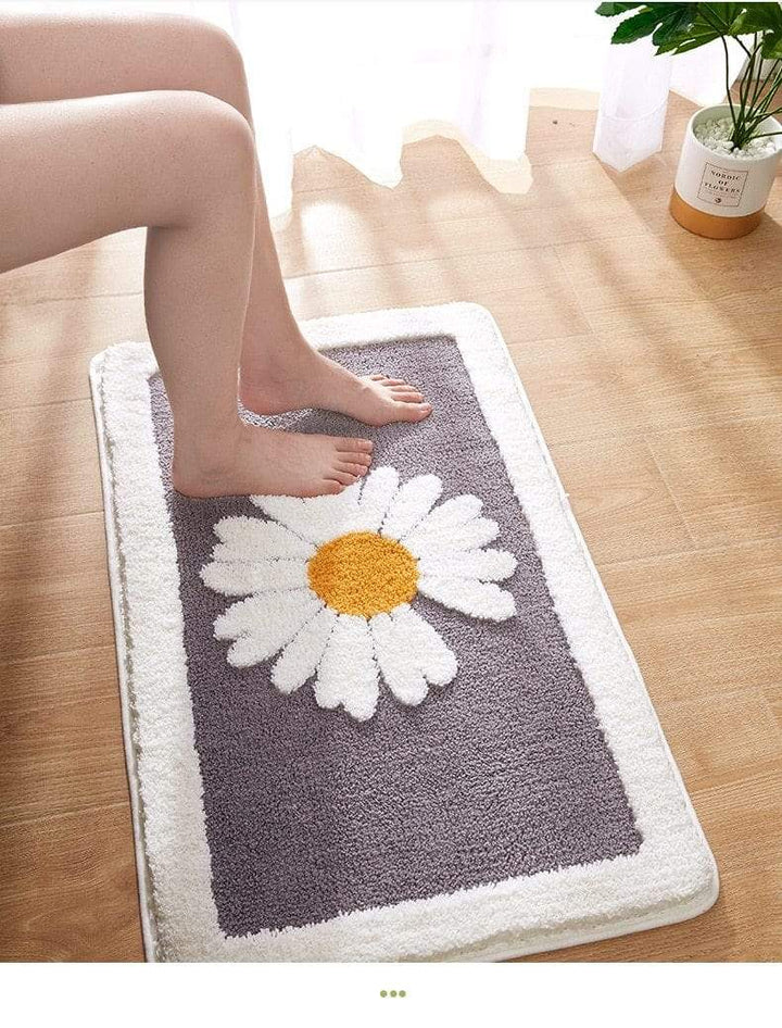 Baderomsmatte med Prästkrage Design – Mjuk, Halksäker &amp; Vaskbar