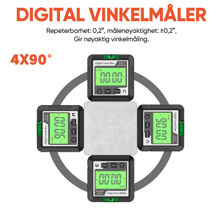 Bärbar Digital Högdepresisjons Vinkelmåler | LCD | IP65