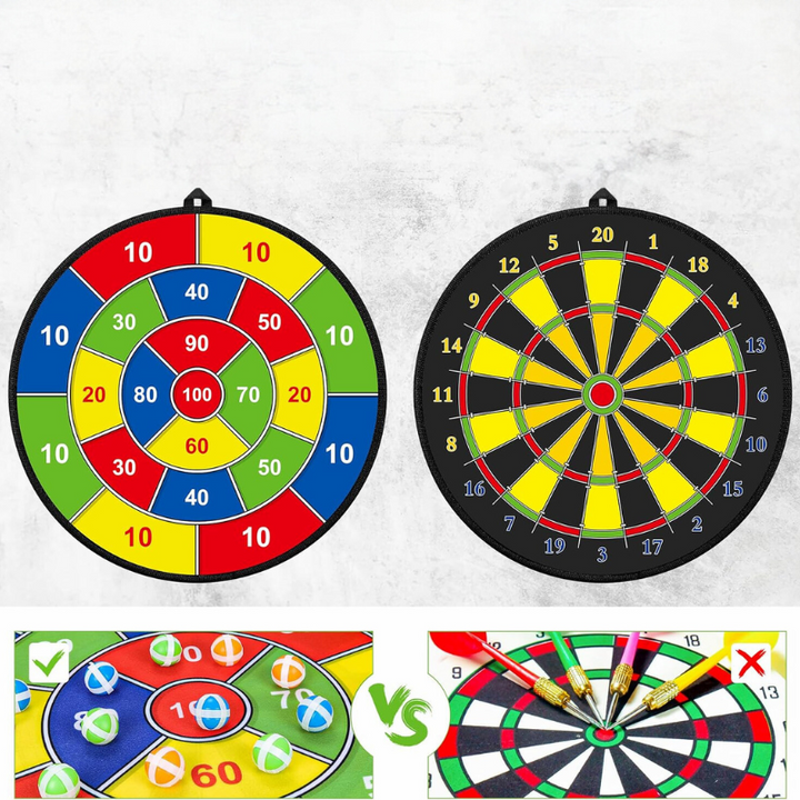 Barnens Dobbeltsidige Dartskive med Limballer Leker